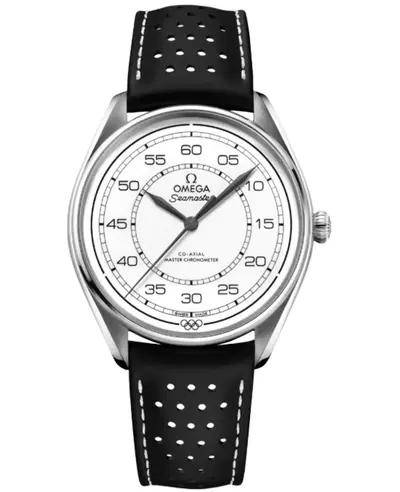 Omega Specialities Olympic Official Timekeeper Automatic Chronometer White Dial Black Leather Strap Men's Watch Model 522.32.40.20.04.003 (white, arb10844)