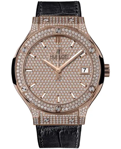 Hublot Classic Fusion Automatic Watch 38mm - Diamond Dial with Rose Gold and Black Alligator Leather Strap 565.OX.9010.LR.1704 (arb10981)