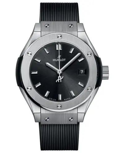 Hublot Classic Fusion Unico 591.NX.1470.RX Women's Watch - Titanium Quartz Black Dial Rubber Strap (black, arb11015)