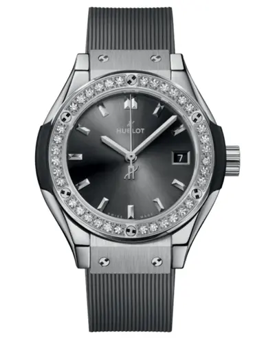 Hublot Classic Fusion Racing Grey, Titanium Case, Diamond Bezel, Rubber Strap Women's Watch Model 591.NX.7070.RX.1204 (arb11018)