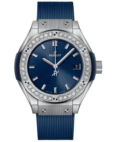 Hublot Classic Fusion Watch Model 591.NX.7170.RX.1204 Blue Dial with Titanium Case and Diamond Bezel (blue, arb11020)