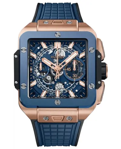 Hublot Square Bang Unico Chronograph 18K King Rose Gold Blue Dial Men's Watch Model: 821.OL.5180.RX (blue, arb11173)