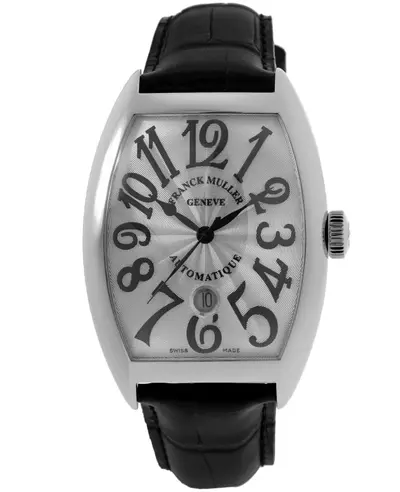 [8880 SC DT AC] Franck Muller Cintree Curvex White Dial Leather Strap Men's Watch (white, arb11188)