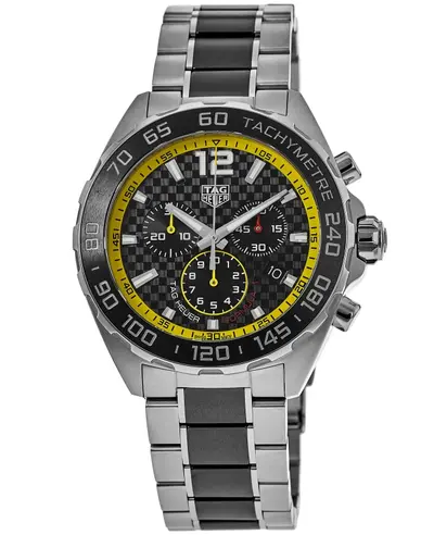 Tag Heuer Formula 1 Quartz Chronograph Black Dial Ceramic & Steel Men's Watch CAZ101AC.BA0843 (black, arb11516)