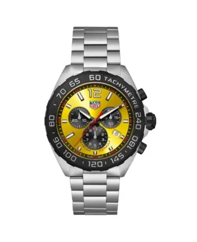 Men's Tag Heuer Formula 1 Quartz Chronograph CAZ101AM.BA0842 Yellow Dial Steel Watch (yellow, arb11524)