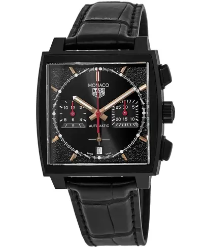 Tag Heuer Monaco Chronograph Special Edition Automatic Black Dial, Leather Strap cbl2180.fc6497 (black, arb11558)