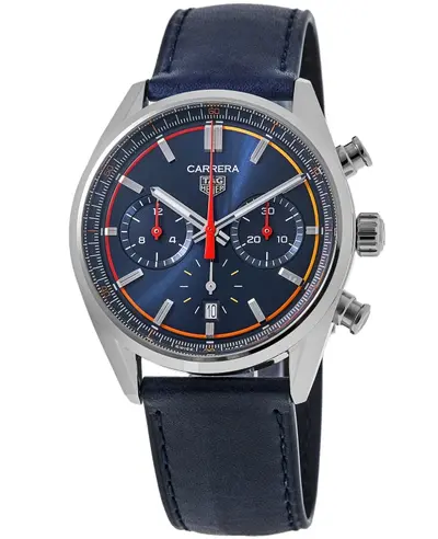 Tag Heuer Carrera Chronograph Automatic Blue Dial Leather Strap Men's Watch Model: cbn201d.fc6543 (blue, arb11569)