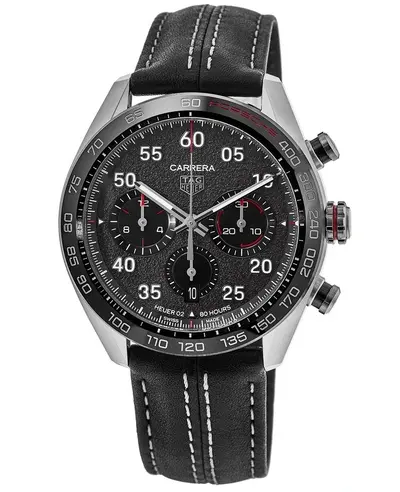 Tag Heuer Carrera Chronograph Porsche Special Edition CBN2A1F.FC6492 Automatic Grey Dial Leather Strap Men's Watch (arb11580)