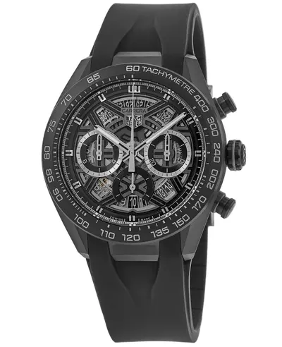 Men's Tag Heuer Carrera Chronograph Extreme Sport Automatic Skeleton Dial Watch with Titanium Case and Rubber Strap, Model CBU2080.FT6272 (arb11601)