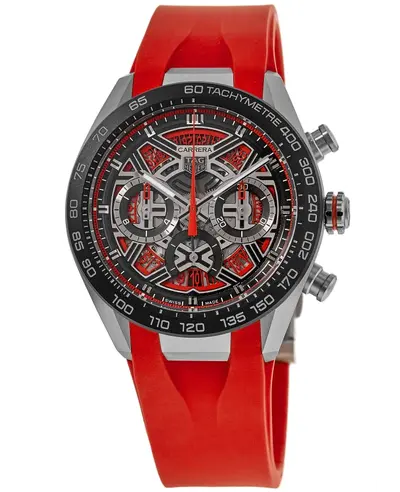 Tag Heuer Carrera Chronograph Extreme Sport Automatic Skeleton Dial with Orange Rubber Strap Men's Watch CBU2082.FT6275 (arb11603)