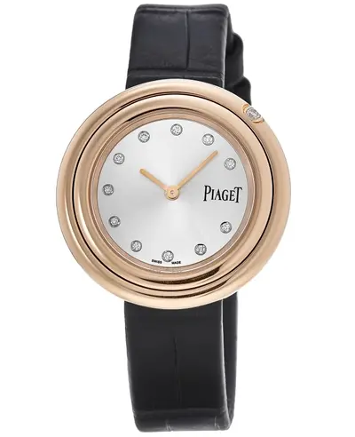 Piaget Possession Silver Diamond Dial 18K Rose Gold Leather Strap Women's Watch Model G0A43081 (arb11667)