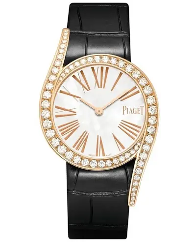 Piaget Limelight Gala Mother of Pearl Dial Diamond Rose Gold Leather Strap Women's Watch Model G0A43391 (arb11679)