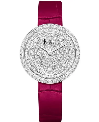 Piaget Possession G0A44299 - 34mm Diamond Dial Quartz Watch in White Gold with Pink Leather Strap (arb11693)
