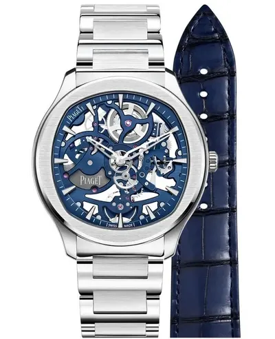 Piaget Polo Skeleton Automatic Blue Dial Steel Men's Watch g0a450 G0A45004 (arb11697)