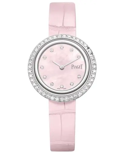 Piaget Possession Mother of Pearl Dial Diamond White Gold Leather Strap Women's Watch - Model G0A45064 (arb11699)