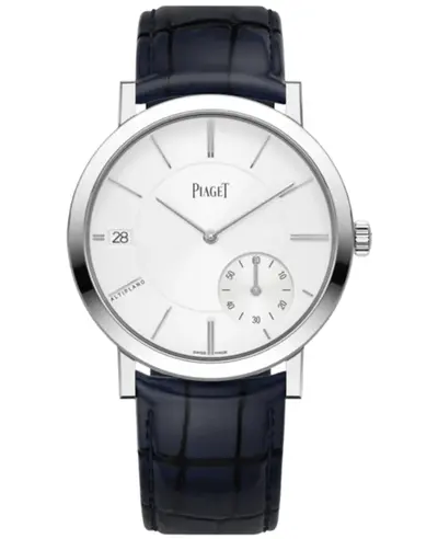 Men's Piaget Altiplano Automatic Origin Watch Grey Dial 18K White Gold Model G0A45402 Blue Alligator Leather Strap (arb11713)