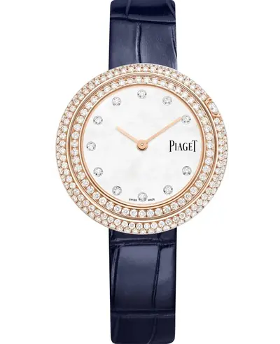 G0A46073 Piaget Possession Date: Mother-of-Pearl Dial, Diamond Bezel, 18K Rose Gold Case with Blue Leather Strap (arb11728)