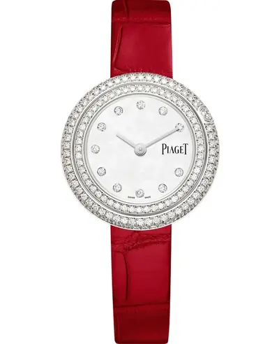Piaget Possession Date Mother of Pearl Dial Diamond White Gold Leather Strap Women's Watch Model G0A46085 (arb11729)