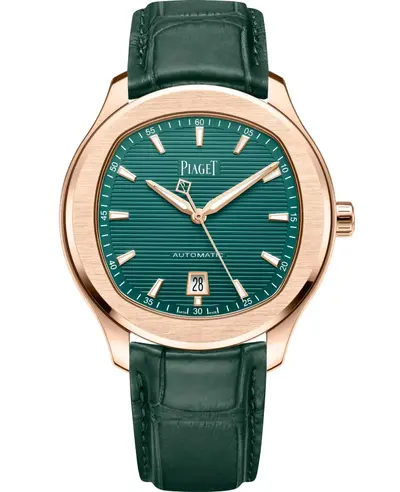 Piaget Polo Date Automatic Green Dial 18K Rose Gold Leather Strap Men's Watch Model G0A47010 (green, arb11732)