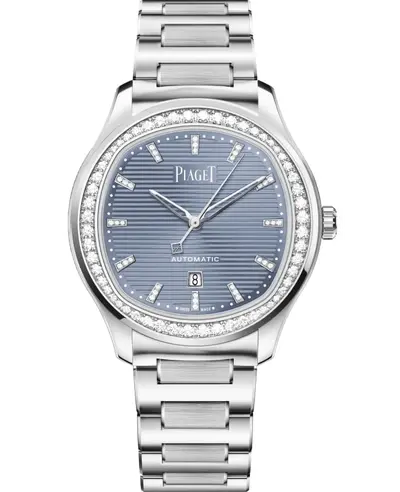 Piaget Polo Date Automatic Blue Dial Diamond Bezel Steel Women's Luxury Watch Model G0A47027 (blue, arb11735)