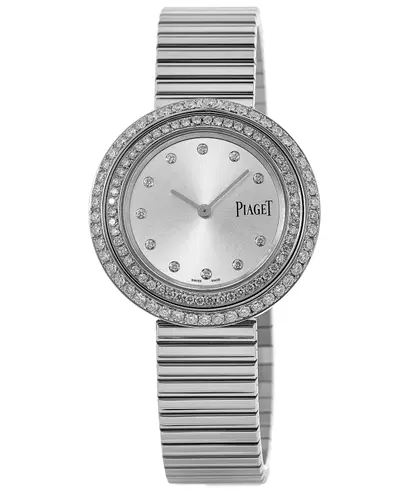 Piaget Possession Steel Women's Watch G0A48390-CD2 Silver Dial Custom Double Row Diamond Bezel (arb11757)
