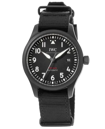 IWC Pilot's Top Gun Automatic Black Dial Fabric Strap Men's Watch Model IW326906 (black, arb11788)