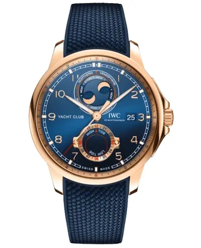 IWC Portugieser Yacht Club Moon & Tide Automatic Blue Dial Rubber Strap IW344001 Men's Luxury Watch (blue, arb11810)