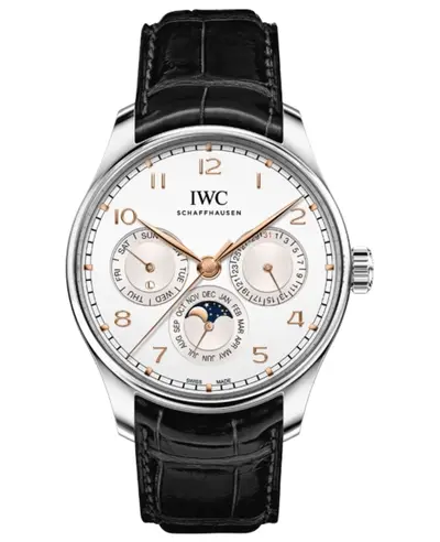 IWC Portugieser Perpetual Calendar 42 Auto Silver Dial Strap Men's Watch (Model IW344203) (arb11811)
