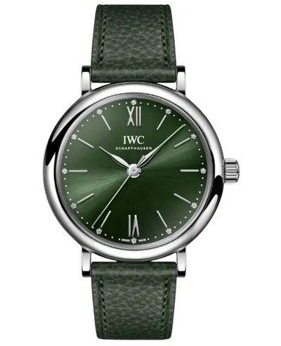 IWC Portofino Automatic, Model IW357412 Green Diamond Dial with Calfskin Strap - Women's Watch (green, arb11825)
