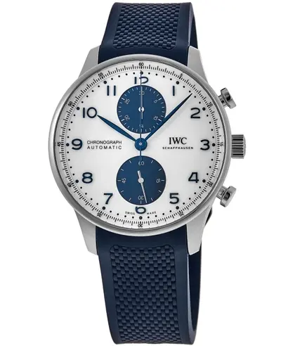 IWC Portugieser Automatic Chronograph White Dial Rubber Strap Men's Watch - Model IW371620 (white, arb11845)