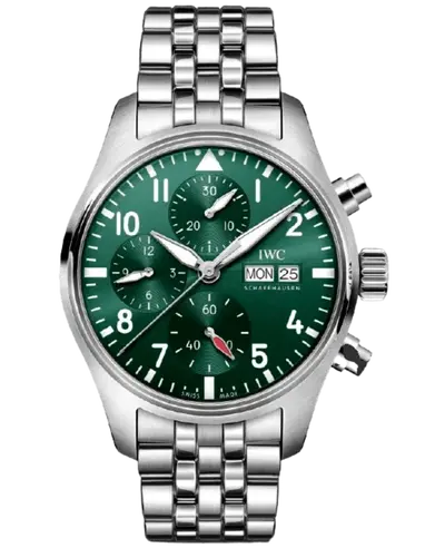 Brand New Authentic IWC Pilot's Chronograph IW388104 Green Dial Steel Men's Watch (green, arb11860)