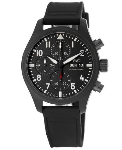IWC Pilot's Top Gun Automatic Chronograph Model IW389401 - Black Dial, Rubber Strap Men's Sports Watch (black, arb11869)