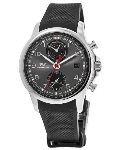 IWC Portugieser Yacht Club Grey Chronograph Dial Rubber Strap Men's Watch Model IW390503 (arb11874)