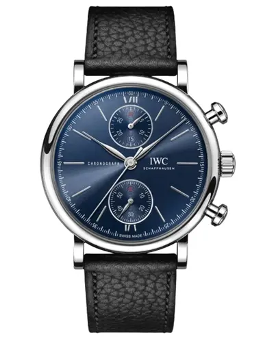 IWC Portofino Chronograph 39 Automatic Blue Dial Black Leather Strap Men's Watch Model IW391408 (blue, arb11889)