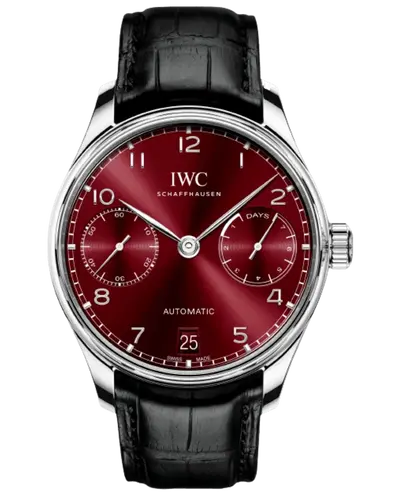 IWC Portugieser Automatic 7 Day Power Reserve IW500714 - Burgundy Dial with Leather Strap (arb11913)