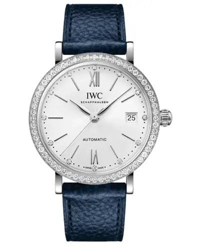 IWC Portofino IW658601 - Silver Dial Diamond Bezel Blue Leather Strap Women's Watch (arb11937)