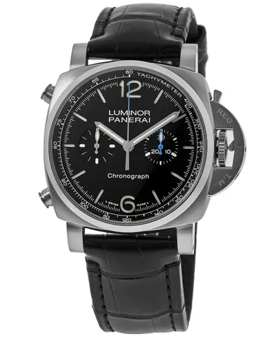 Panerai Luminor Chrono Black Dial Leather Strap Men's Watch PAM01109 (black, arb12530)