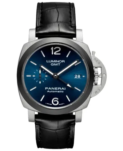 Panerai Luminor GMT Automatic PAM01279 - Blue Dial Titanium Black Leather Strap Men's Watch (blue, arb12550)