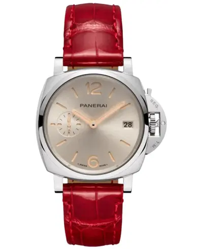 Panerai Luminor Due 38mm Automatic Watch PAM01550 Champagne Dial Leather Strap (arb12581)