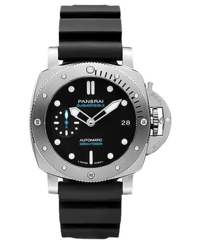 Panerai Submersible Black Dial Rubber Strap Men's Watch PAM02973 (black, arb12599)