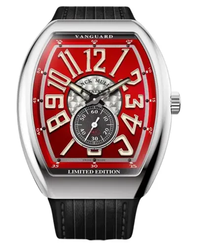 Franck Muller Vanguard Classical Limited Edition Red Dial Leather Strap Men's Watch Model V 41 S S6 AT FO 1000 COLORADO (RG) (red, arb12770)