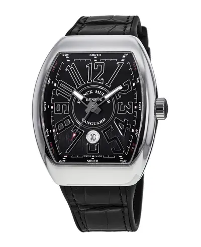 Franck Muller Vanguard Classical Black Dial Leather Strap Men's Watch Model V41SCDTNRAC V 41 SC DT (NR) AC (black, arb12771)