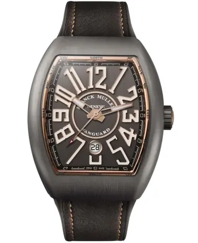 V 41 SC DT BR (5N) TT - Franck Muller Vanguard Classical Brown Dial Leather Strap Mens Watch (brown, arb12772)