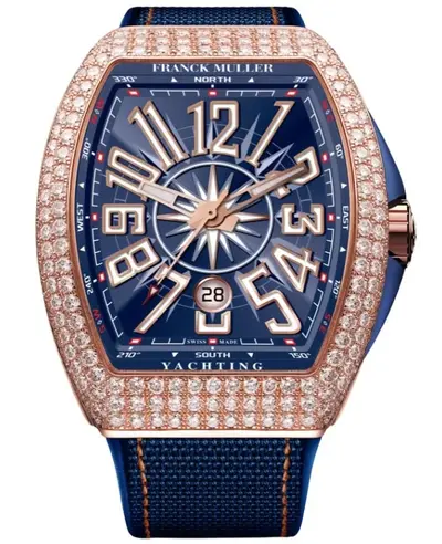 Vanguard Yachting Blue Dial Diamond Fabric Strap Men's Watch v 41 sc dt yacht d (bl) 5n Franck Muller (blue, arb12782)