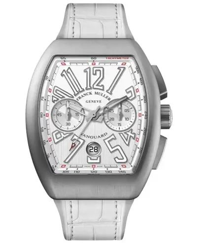 V 45 cc dt br (bc) ac - Franck Muller Vanguard Classical White Dial Leather Strap Men's Watch (white, arb12790)