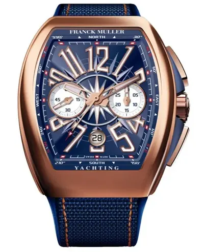 V45CCDTYACHT BLU 5N Franck Muller Vanguard Yachting Chronograph Rose Gold Men's Watch V 45 CC DT YACHT (BL) 5N (blue, arb12792)