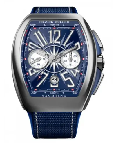 Franck Muller Vanguard Yachting Automatic Chronograph Blue Dial Nylon Strap Men's Watch Model V45CCDTYACHT(BL)AC V 45 CC DT YACHT (BL) AC (blue, arb12793)