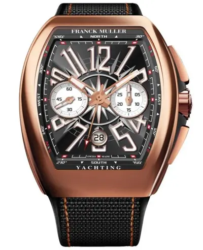 V45CCYACHT5NB Franck Muller Vanguard Yachting Chronograph Men's Watch 18kt Rose Gold Black Dial Automatic V 45 CC DT YACHT (NR) 5N (black, arb12794)