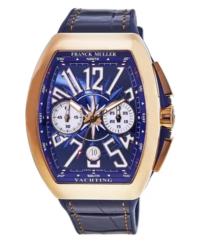 Brand New Authentic Franck Muller Vanguard Yachting Chronograph Model V45CCDTYACHTING5N(BL) - Blue Dial, 18kt Rose Gold Polished Case V 45 CC DT YACHTING 5N (BL) (blue, arb12796)