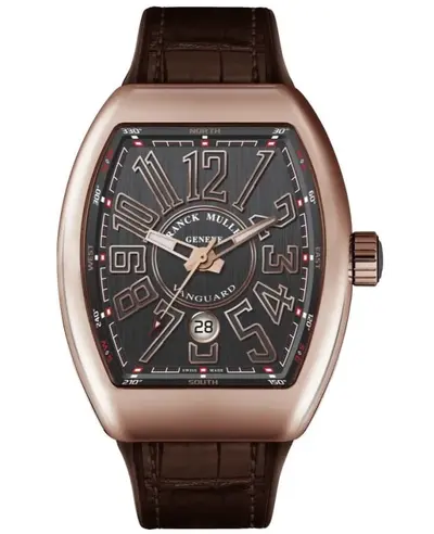Vanguard Classical Grey Dial 18K Rose Gold Leather Strap Men's Watch Model V45SCDT NR Franck Muller V 45 SC DT (NR) 5N (arb12822)